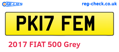 PK17FEM are the vehicle registration plates.
