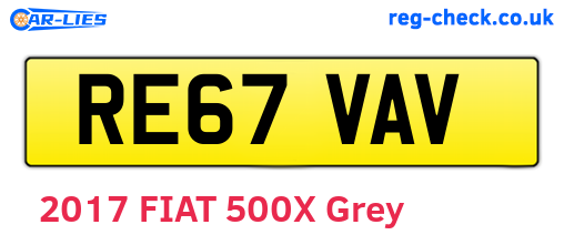 RE67VAV are the vehicle registration plates.