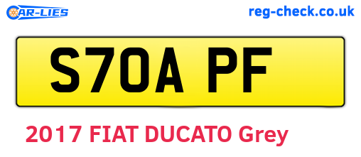 S70APF are the vehicle registration plates.