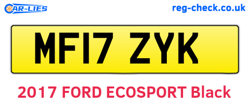MF17ZYK are the vehicle registration plates.