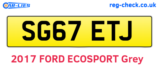 SG67ETJ are the vehicle registration plates.