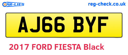 AJ66BYF are the vehicle registration plates.