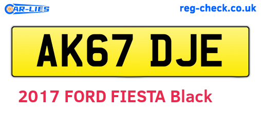 AK67DJE are the vehicle registration plates.
