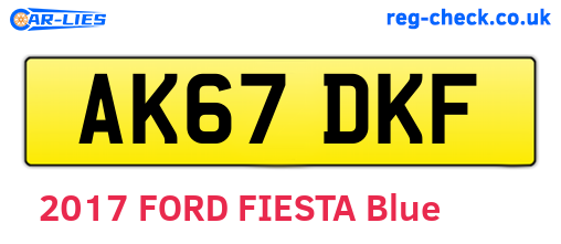 AK67DKF are the vehicle registration plates.