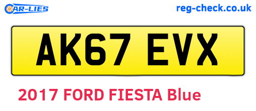 AK67EVX are the vehicle registration plates.