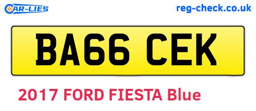 BA66CEK are the vehicle registration plates.