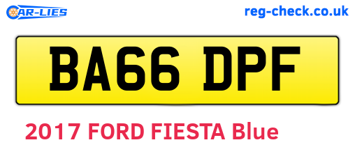 BA66DPF are the vehicle registration plates.