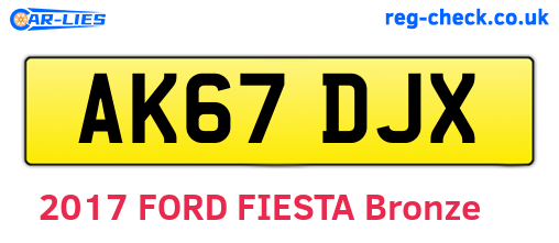 AK67DJX are the vehicle registration plates.