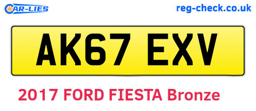 AK67EXV are the vehicle registration plates.
