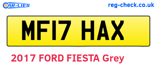 MF17HAX are the vehicle registration plates.