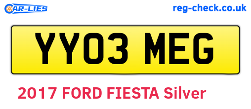 YY03MEG are the vehicle registration plates.