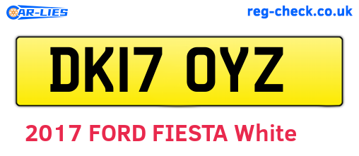 DK17OYZ are the vehicle registration plates.