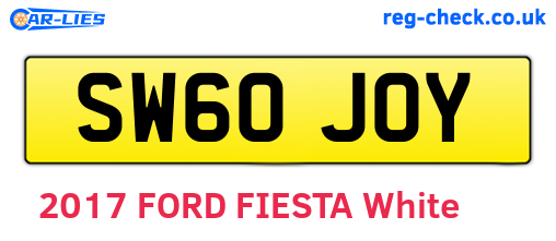 SW60JOY are the vehicle registration plates.