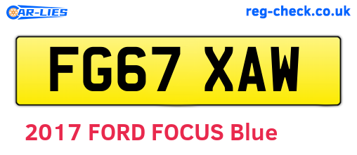 FG67XAW are the vehicle registration plates.