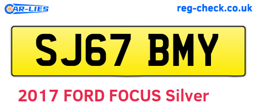 SJ67BMY are the vehicle registration plates.
