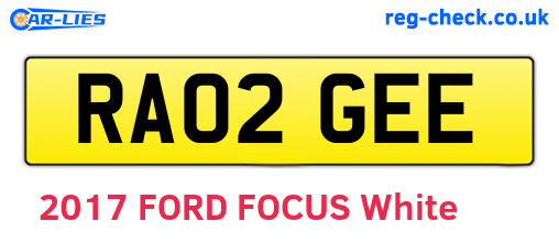 RA02GEE are the vehicle registration plates.