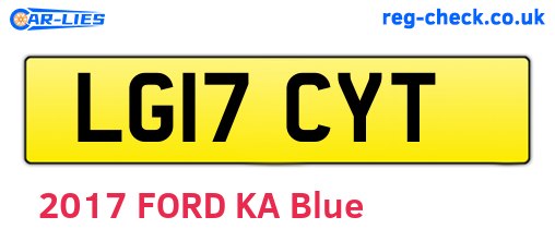 LG17CYT are the vehicle registration plates.