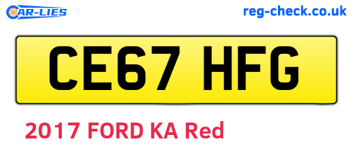 CE67HFG are the vehicle registration plates.