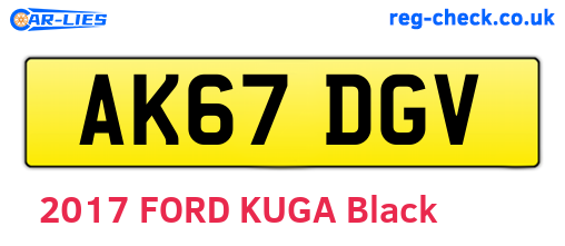 AK67DGV are the vehicle registration plates.