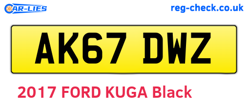 AK67DWZ are the vehicle registration plates.