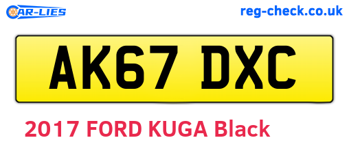 AK67DXC are the vehicle registration plates.