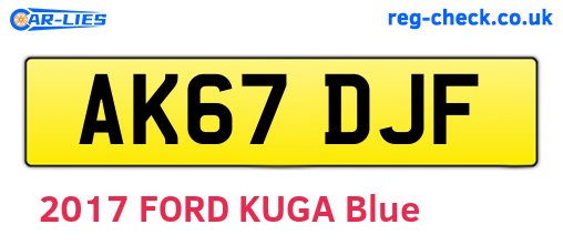 AK67DJF are the vehicle registration plates.