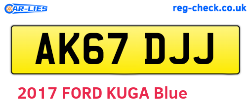 AK67DJJ are the vehicle registration plates.