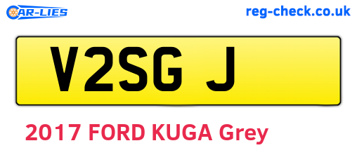 V2SGJ are the vehicle registration plates.