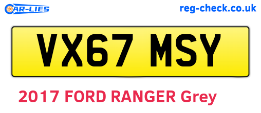 VX67MSY are the vehicle registration plates.