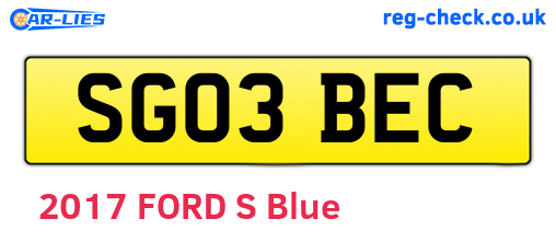 SG03BEC are the vehicle registration plates.