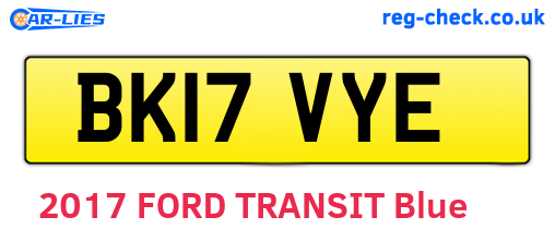 BK17VYE are the vehicle registration plates.