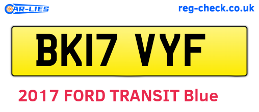 BK17VYF are the vehicle registration plates.
