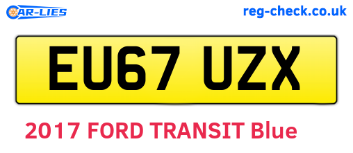 EU67UZX are the vehicle registration plates.
