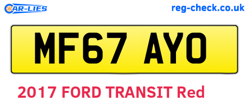 MF67AYO are the vehicle registration plates.