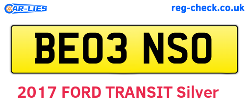 BE03NSO are the vehicle registration plates.