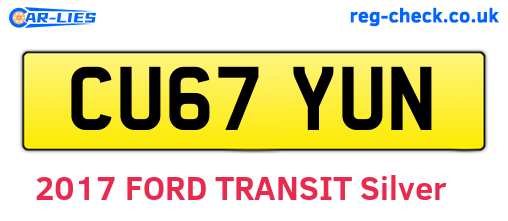 CU67YUN are the vehicle registration plates.
