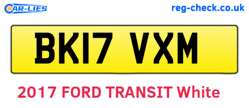 BK17VXM are the vehicle registration plates.