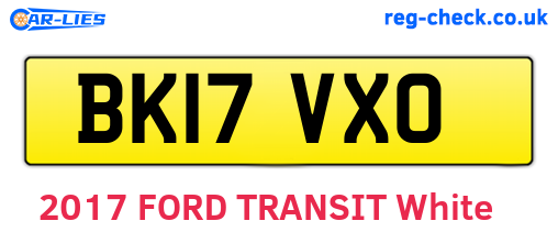 BK17VXO are the vehicle registration plates.