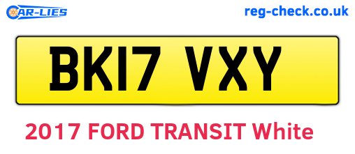 BK17VXY are the vehicle registration plates.