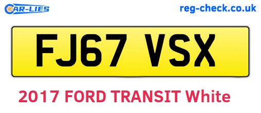 FJ67VSX are the vehicle registration plates.