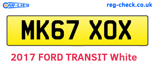 MK67XOX are the vehicle registration plates.