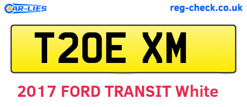 T20EXM are the vehicle registration plates.