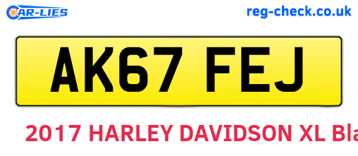 AK67FEJ are the vehicle registration plates.