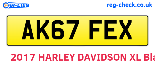 AK67FEX are the vehicle registration plates.