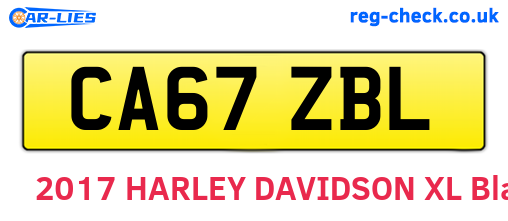 CA67ZBL are the vehicle registration plates.