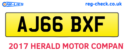 AJ66BXF are the vehicle registration plates.