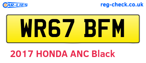WR67BFM are the vehicle registration plates.