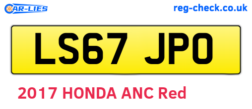 LS67JPO are the vehicle registration plates.