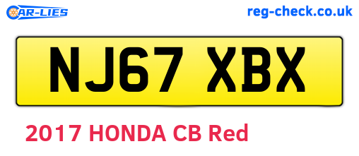 NJ67XBX are the vehicle registration plates.