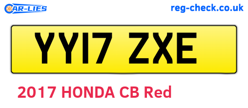 YY17ZXE are the vehicle registration plates.